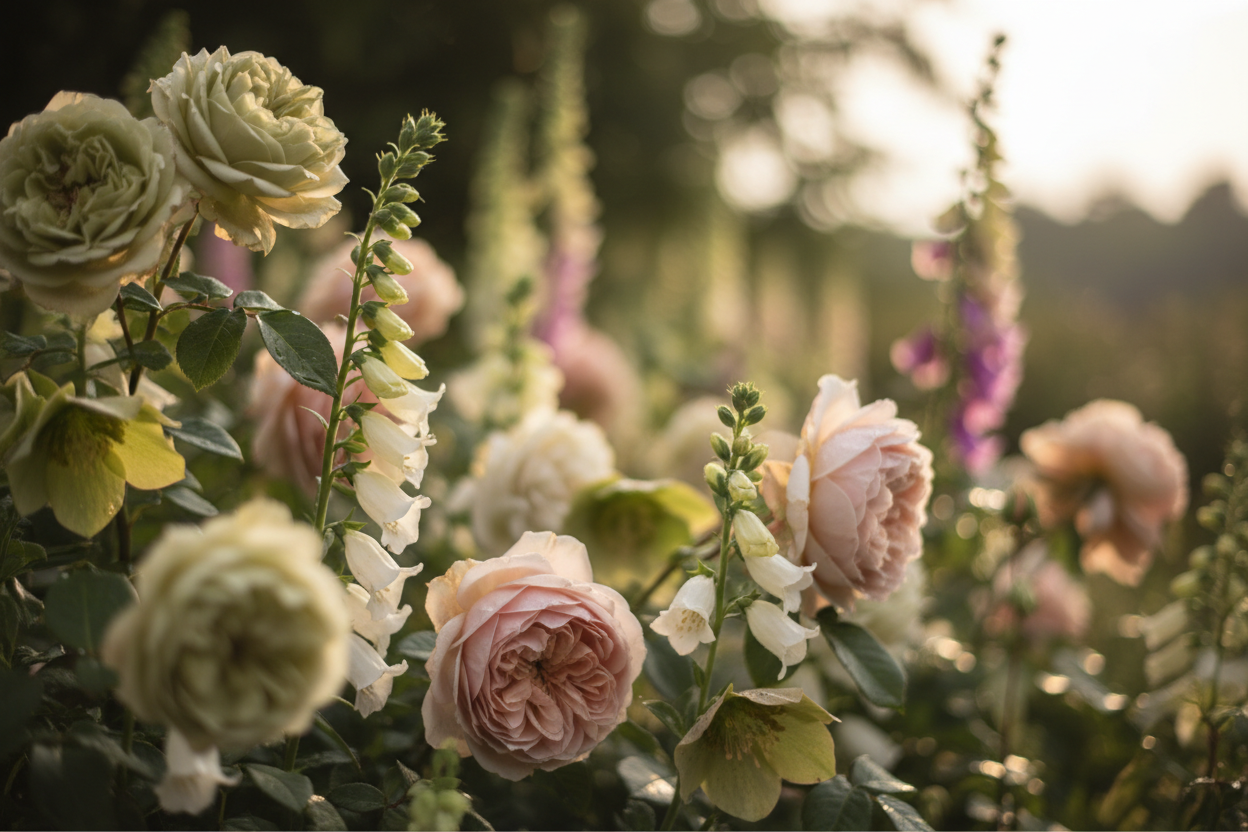 Garden flowers background